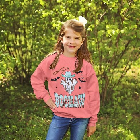 سويت شيرت Ritatte Kids Halloween للفتيات والأولاد لطيف Boohaw Western Ghost بلوفر علوي بأكمام طويلة وفتحة رقبة دائرية وقمصان خريفية in Kuwait