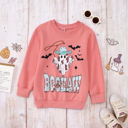 سويت شيرت Ritatte Kids Halloween للفتيات والأولاد لطيف Boohaw Western Ghost بلوفر علوي بأكمام طويلة وفتحة رقبة دائرية وقمصان خريفية in Kuwait