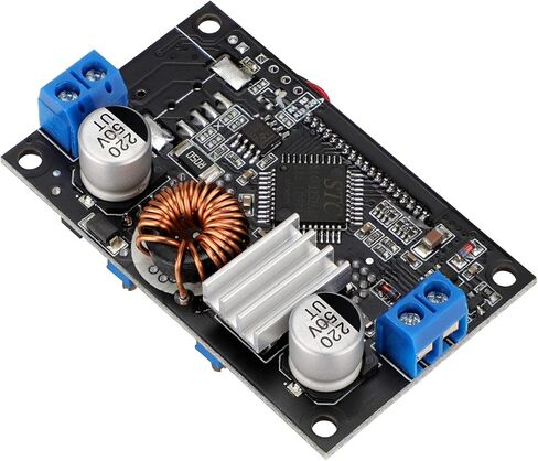 DROK DC Buck Converter منظم جهد قابل للتعديل 12V 6V-32V إلى 1.5-32V 5A، محول تنحى لشاشة LCD مع منفذ USB وحقيبة واقية in Kuwait