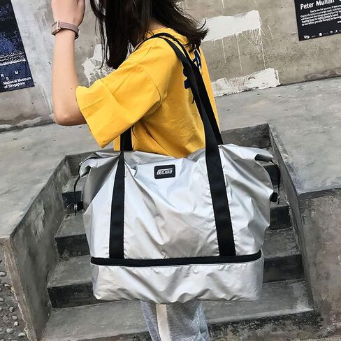حقيبة فانسي فري مزدوجة الطبقات، حقيبة كبيرة للسفر مع حجرة سفلية للأحذية، حقيبة مثالية للصالة الرياضية للنساء والرجال in Kuwait
