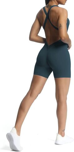ثوب فضفاض للتمرين من Aoxjox للنساء من Brooke Cross Back قطعة واحدة من Scrunch Gym Yoga Sports Bra Jumpsuit in Saudi Arabia