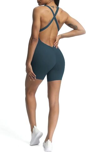 ثوب فضفاض للتمرين من Aoxjox للنساء من Brooke Cross Back قطعة واحدة من Scrunch Gym Yoga Sports Bra Jumpsuit in Saudi Arabia