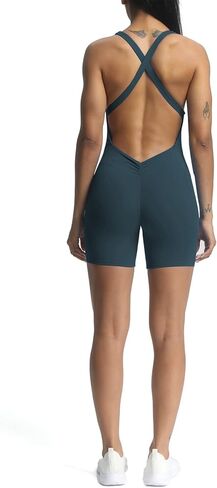 ثوب فضفاض للتمرين من Aoxjox للنساء من Brooke Cross Back قطعة واحدة من Scrunch Gym Yoga Sports Bra Jumpsuit in Saudi Arabia