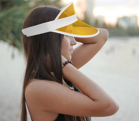 Clear Colored Plastic Sun Visors Hat - Casino Dealer Poker - Beach Sunhat Tennis Golf Visor for Women in Kuwait