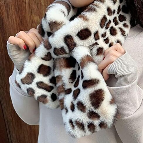 Halemet Scarf for Women Winter Fall Furry Faux Fur Loophole Scarf Soft Cozy Fluffy Neck Warmer Wrap Cold Weather Gift 2023 in Kuwait