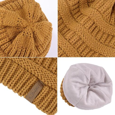 قبعة KDWAVE النسائية المبطنة بالساتان، قبعات شتوية للنساء، قبعة صغيرة ناعمة ودافئة مع حريري in Kuwait