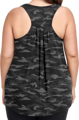 COOTRY Plus Size Workout Tops for Women Racerback Tank Tops Athletic Gym Yoga Clothes Loose fit in Kuwait