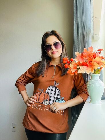 VILOVE Women Pumpkin Sweatshirt Its Fall Yall Graphic Pullover Funny Fall Halloween Thanksgiving Casual Tops in Saudi Arabia