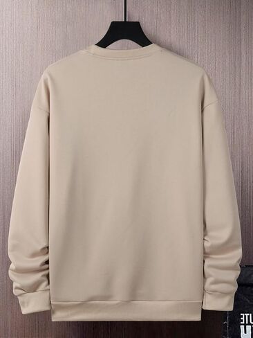 OYOANGLE Men's Sweatshirt Casual Colorblock Print Long Sleeve Drop Shoulder Crewneck Pullover Tops in Saudi Arabia