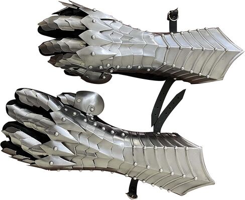 AnNafi Fantasy Gauntlets SCA Armor Gauntlets Iron | Silver Handmade Middle eval - قفازات واقية يدوية الصنع - قفاز محارب معدني in Saudi Arabia
