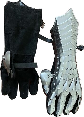 AnNafi Fantasy Gauntlets SCA Armor Gauntlets Iron | Silver Handmade Middle eval - قفازات واقية يدوية الصنع - قفاز محارب معدني in Saudi Arabia