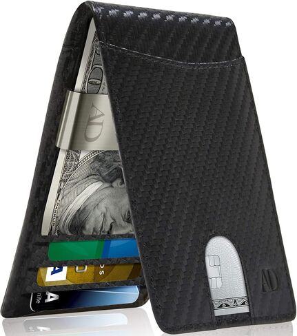 Access Denied Real Leather Wallets For Men - Money Clip Bifold Wallet RFID Front Pocket Thin Minimalist Mens Wallet Credit Card Holder in Kuwait