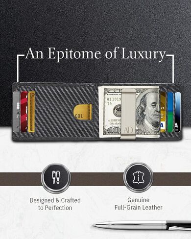 Access Denied Real Leather Wallets For Men - Money Clip Bifold Wallet RFID Front Pocket Thin Minimalist Mens Wallet Credit Card Holder in Kuwait