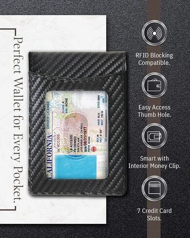 Access Denied Real Leather Wallets For Men - Money Clip Bifold Wallet RFID Front Pocket Thin Minimalist Mens Wallet Credit Card Holder in Kuwait