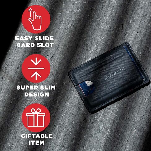 محفظة KeySmart رفيعة - محفظة صغيرة الحجم من جلد TecTuff - حامل بطاقات ائتمان بفتحات سهلة الانزلاق للرجال - محفظة جيب أمامية صغيرة وخفيفة الوزن RFID تحجب هدايا عيد الميلاد للرجال والزوج والأب in Kuwait