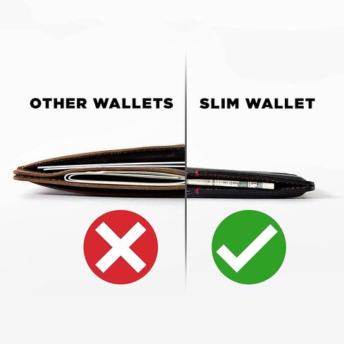 محفظة KeySmart رفيعة - محفظة صغيرة الحجم من جلد TecTuff - حامل بطاقات ائتمان بفتحات سهلة الانزلاق للرجال - محفظة جيب أمامية صغيرة وخفيفة الوزن RFID تحجب هدايا عيد الميلاد للرجال والزوج والأب in Kuwait