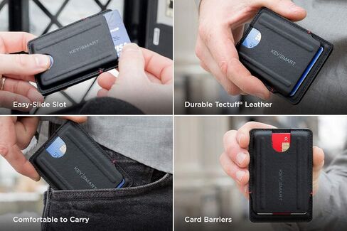 محفظة KeySmart رفيعة - محفظة صغيرة الحجم من جلد TecTuff - حامل بطاقات ائتمان بفتحات سهلة الانزلاق للرجال - محفظة جيب أمامية صغيرة وخفيفة الوزن RFID تحجب هدايا عيد الميلاد للرجال والزوج والأب in Kuwait