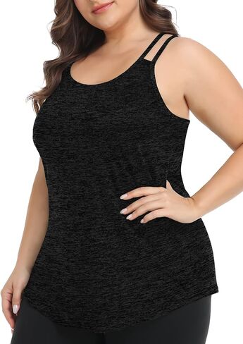 FOREYOND Plus Size Workout Tank Tops Loose fit Racerback Sleeveless Shirts Gym Running Yoga Clothes for Women in Kuwait