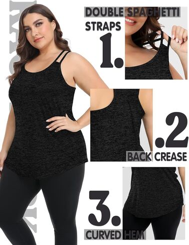 FOREYOND Plus Size Workout Tank Tops Loose fit Racerback Sleeveless Shirts Gym Running Yoga Clothes for Women in Kuwait