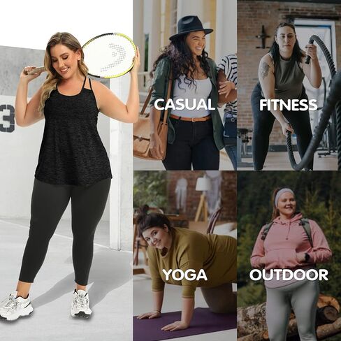 FOREYOND Plus Size Workout Tank Tops Loose fit Racerback Sleeveless Shirts Gym Running Yoga Clothes for Women in Kuwait