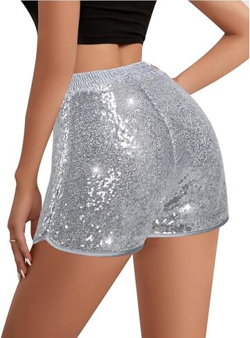 شورت نسائي عالي الخصر مزين بالترتر وأداء لامع للنادي in Kuwait