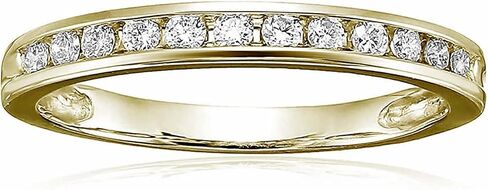 VIR JEWELS 1/4 carat (ctw) Diamond Wedding Anniversary Band for Women, Half Eternity Round Diamond Engagement Ring 14K Yellow Gold Channel Set 0.25 cttw, Size 4.5-10 in Saudi Arabia