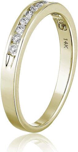 VIR JEWELS 1/4 carat (ctw) Diamond Wedding Anniversary Band for Women, Half Eternity Round Diamond Engagement Ring 14K Yellow Gold Channel Set 0.25 cttw, Size 4.5-10 in Saudi Arabia