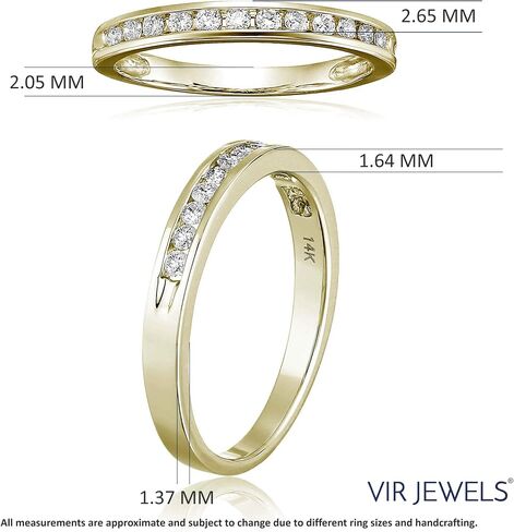VIR JEWELS 1/4 carat (ctw) Diamond Wedding Anniversary Band for Women, Half Eternity Round Diamond Engagement Ring 14K Yellow Gold Channel Set 0.25 cttw, Size 4.5-10 in Saudi Arabia