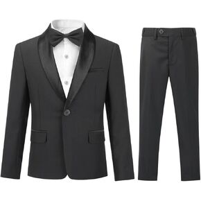 Boyland Boys Tuxedo Suit Shawl Lapel 2 Pieces Slim Fit Suit Jacket Pants Suit Set Prom Party