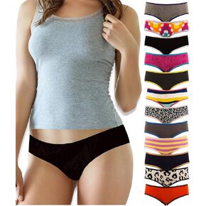 Sexy Basics Women's 12 Pack Cotton Spandex Flexible Fit Hipster Panties