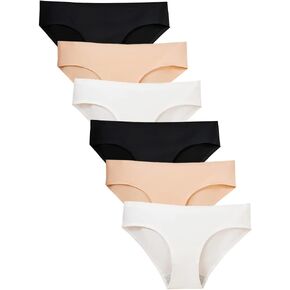 Ayshie Women's Soft Seamless Bikini Cut Underwear Ladies 6 Pack Ice Silk No Show Hipster Low Rise Half Back Invisible Panties in Kuwait