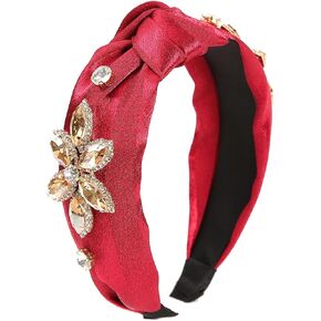 QIANXUAN Crystal Rhinestone Headbands For Women White Pearl Headbands For Girls Padded Headband Black Velvet Jewelry Chain Hairband Handmade Pearly Flower Retro Filling Diamond Hair Accessories