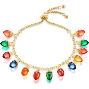 ENSKEFEN Christmas Bracelet for Women Colorful Christmas Light Bracelets Adjustable Slider Bracelet Acrylic Bulbs Xmas Bracelets Christmas Holiday Bracelet Gifts in Kuwait