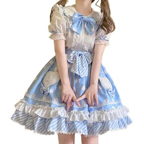 تنورة Boojze للفتيات المراهقات Kawaii منقط على الطراز الياباني تنورة بحمالات عالية الخصر من لوليتا in Kuwait