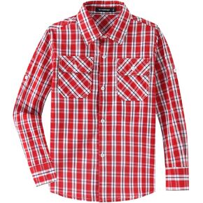 قميص منقوش للأولاد من Spring&Gege بأكمام طويلة وأزرار سفلية (4-14 سنة) in Kuwait