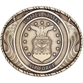 Indiana Metal Craft US Air Force Emblem Double USA Flag Solid Brass Buckle Made In USA, Brass, 3.75" x 2.75" in Kuwait