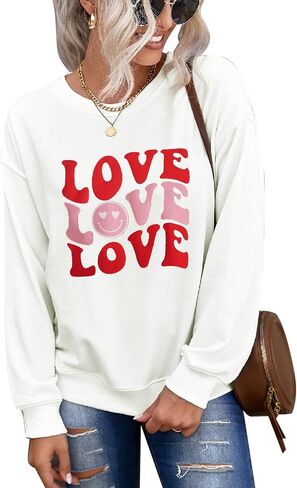 CM C & M WODRO المرأة الحب البلوز قمصان عيد الحب مضحك الجرافيك عادية Crewneck البلوز بلوزات خفيفة الوزن in Kuwait