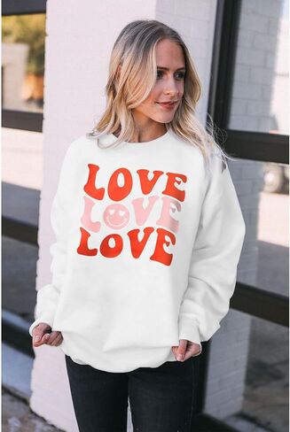 CM C & M WODRO المرأة الحب البلوز قمصان عيد الحب مضحك الجرافيك عادية Crewneck البلوز بلوزات خفيفة الوزن in Kuwait
