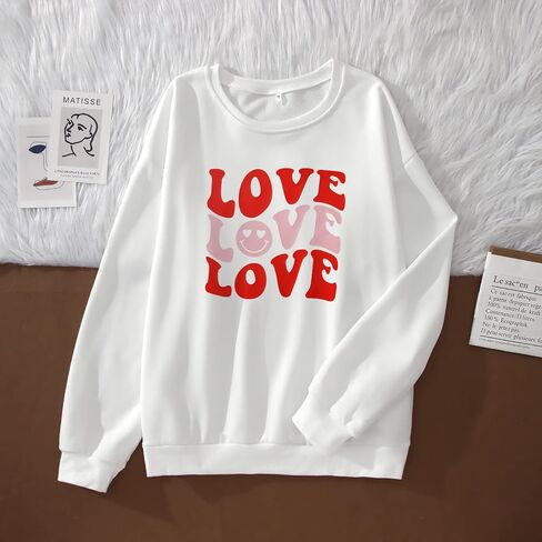 CM C & M WODRO المرأة الحب البلوز قمصان عيد الحب مضحك الجرافيك عادية Crewneck البلوز بلوزات خفيفة الوزن in Kuwait