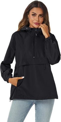 Avoogue Womens Rain Jacket with Hood,Pullover,Packable,Lightweight,Windbreaker,Waterproof,Breathable. in Kuwait