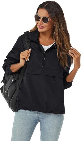Avoogue Womens Rain Jacket with Hood,Pullover,Packable,Lightweight,Windbreaker,Waterproof,Breathable. in Kuwait