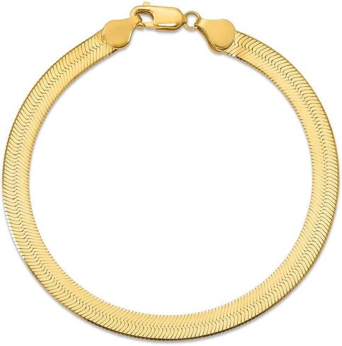 FB JEWELS Solid 14K Yellow Gold 5.5mm Silky Herringbone Chain Bracelet/Anklet in Saudi Arabia