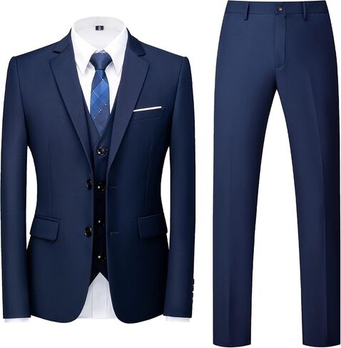 MOGU Mens 3 Piece Suit Slim Fit Pure Color Tuxedos for Wedding Prom in Saudi Arabia