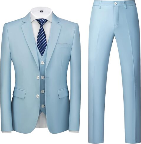 MOGU Mens 3 Piece Suit Slim Fit Pure Color Tuxedos for Wedding Prom in Saudi Arabia