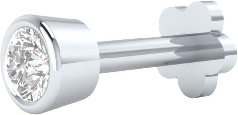 دبوس أنف من حجر واحد من الألماس الطبيعي من الذهب الأبيض عيار 14 قيراط، مجموعة إطار لولبي مقاس 6 مم in Kuwait