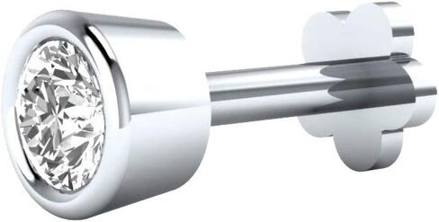 دبوس أنف من حجر واحد من الألماس الطبيعي من الذهب الأبيض عيار 14 قيراط، مجموعة إطار لولبي مقاس 6 مم in Kuwait