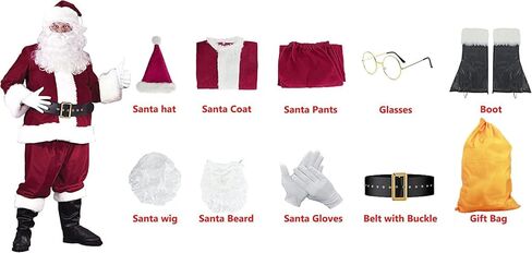 Ruimeier Santa Clacus Costume for Men Adults 10pcs Deluxe Santa Suit for Christmas in Saudi Arabia