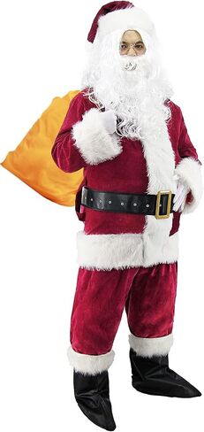 Ruimeier Santa Clacus Costume for Men Adults 10pcs Deluxe Santa Suit for Christmas in Saudi Arabia
