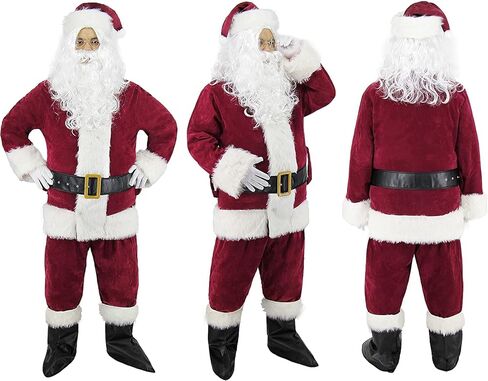 Ruimeier Santa Clacus Costume for Men Adults 10pcs Deluxe Santa Suit for Christmas in Saudi Arabia