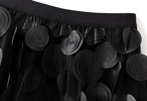 Women Tulle Midi Skirt High Elastic Waist 3D Polka Dot Mesh Skirt A-Line Layered Bubble Skirt Graduation Dress in Saudi Arabia